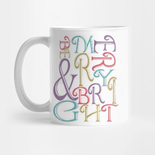 Modern Typography Merry and Bright Mug